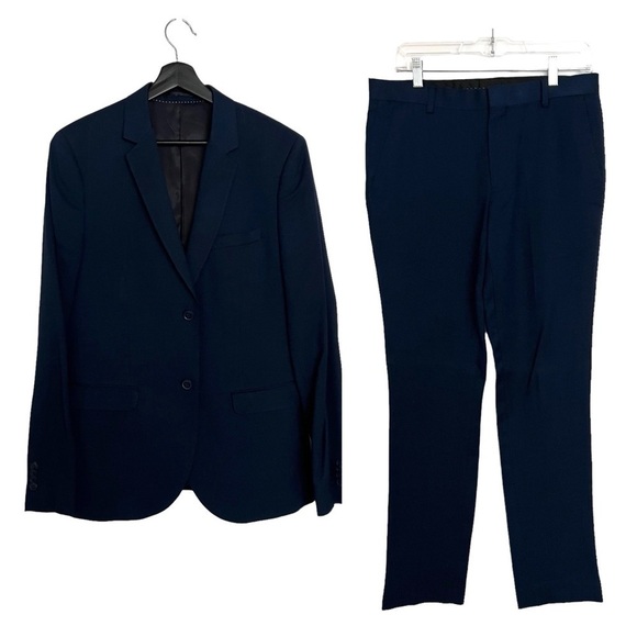 Topman Navy Blue Suit Pants (32R) and Jacket (40) - Picture 1 of 13